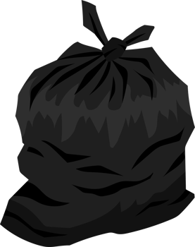 Garbage bag black color, trash disposal waste concept. png