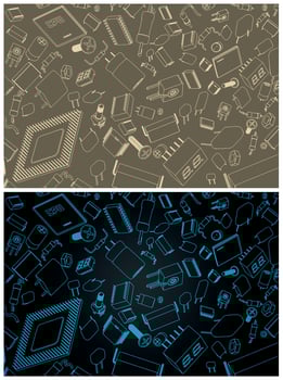 Electronic components and circuitry illustrations vector