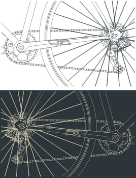 Bicycle chain drive close-up vector