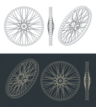 Bicycle rim blueprints illustrations vector