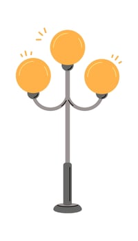 Vintage street light with three lamps flat icon vector
