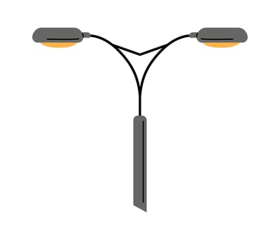 Two modern street light lamps flat icon vector