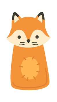 Handmade cartoon wild fox puppet flat icon Soft toys vector