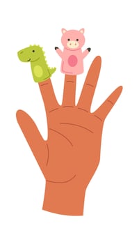 Cute soft puppets on fingers flat icon Toys for theatre Icon vector