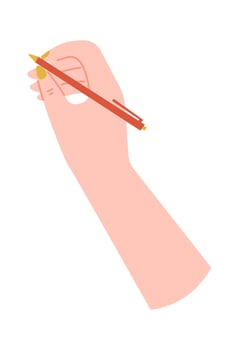 Hand with pencil flat icon Education tool vector