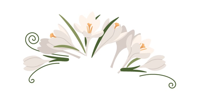 Cute white narcissus flowers flat icon Flat Illustration vector