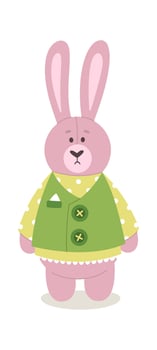 Cute cartoon easter rabbit flat icon Spring holiday vector