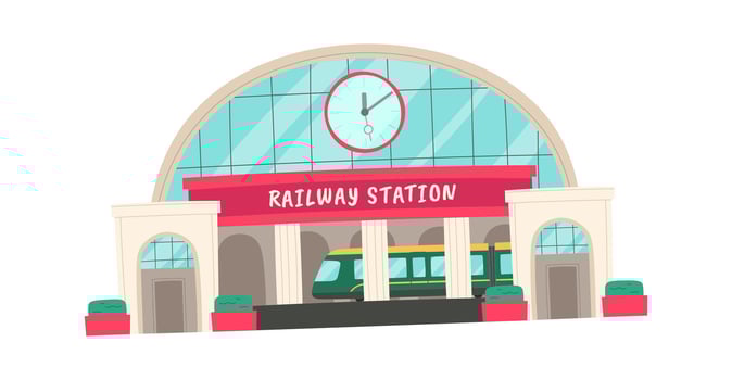 Railway station building flat icon vector