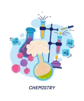 Chemistry lesson elements flat icon School subject Illustration vector