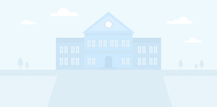 School university or college building exterior. blue background. vector