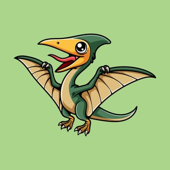 Cartoon flying pterodactyl vector
