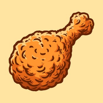 drum stick fried chicken colored cartoon isolated drawing line style sketch classic vintage design illustration vector