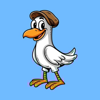 Cartoon duck wearing a hat vector