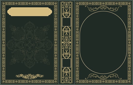 Decorate the cover of a vintage book, vintage frame, frame pattern, gold line vector