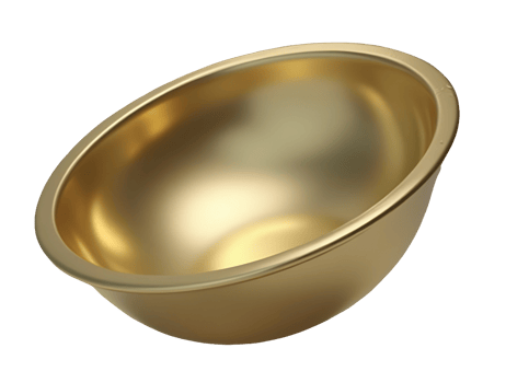 Golden bowl shines, feeling luxurious and refined in its simplicity png