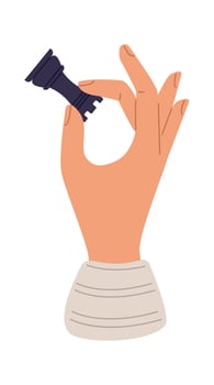 Hand with rook chess piece flat icon Strategic game vector