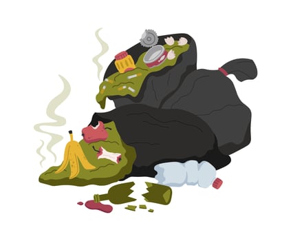 Garbage bags flat icon Food waste vector