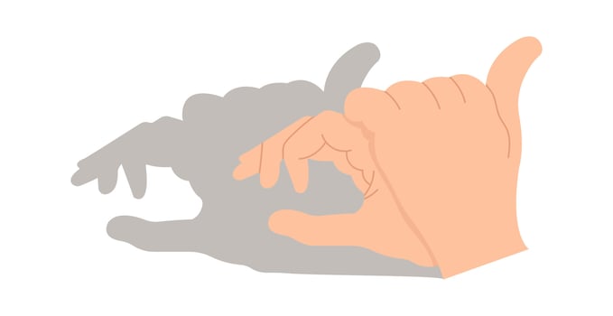 Make shadow hand animals flat icon Flat Illustration Hand Drawn Icon vector