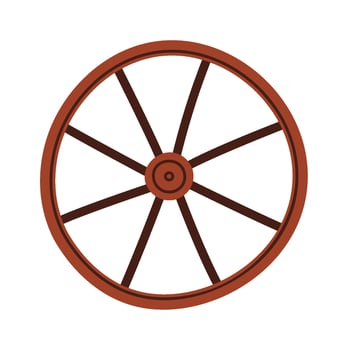 Wooden wheel for move flat icon vector