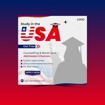 Study in USA Admission Requirements Social Media Post vector