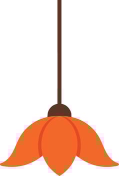 Hanging orange flower shaped pendant light illustration with brown stem design vector