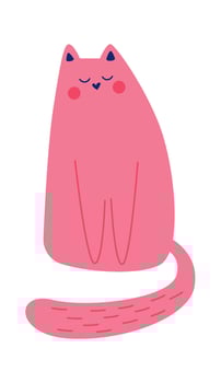 Cartoon hand drawn abstract cat flat icon Drawn Icon vector