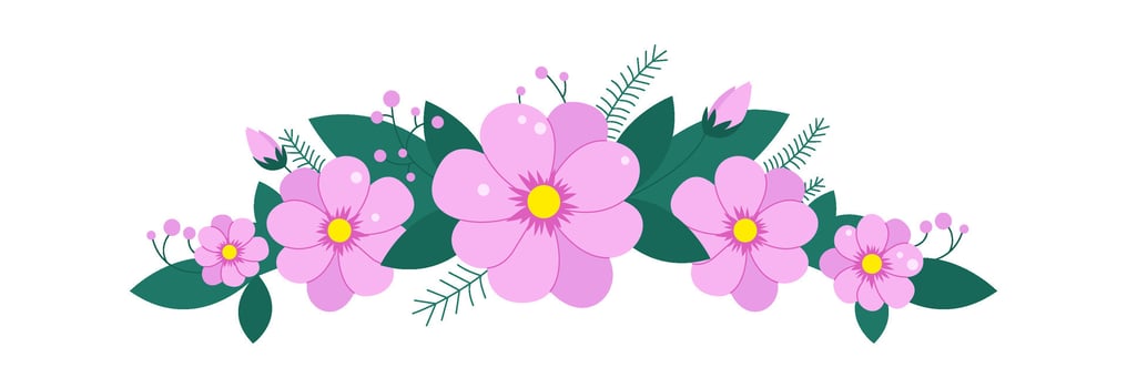 Wildflowers wreath flat icon Pink flowers bouquet Illustration vector