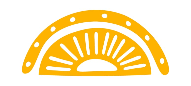 Hand drawn half sun with ornament flat icon vector