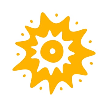 Hand drawn sun with rays flat icon Hand Drawn vector