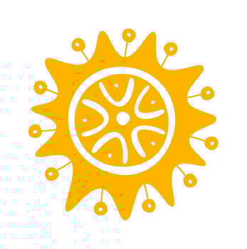 Hand drawn sun with ornament and rays flat icon Flat Illustration Hand Drawn Icon vector