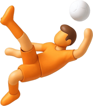 3D Render of an Orange-Clad Soccer Player Executing a Dynamic Bicycle Kick png