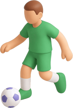 Cartoon Soccer Player in Action with Green Uniform and White Socks png