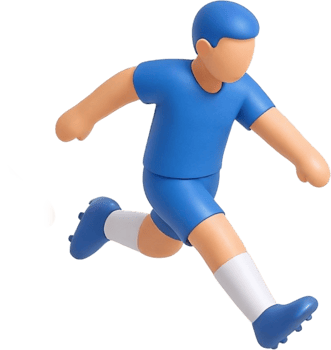 3D Rendered Soccer Player in Action Running with Blue Uniform png