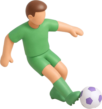 3D Render of a Cartoon Soccer Player Kicking a Ball. png