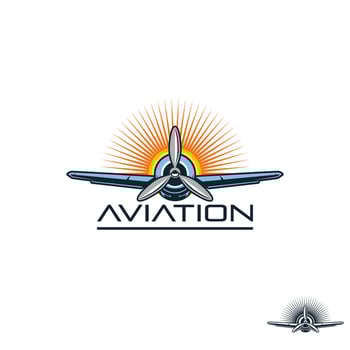 Aviation propeller logo design vector
