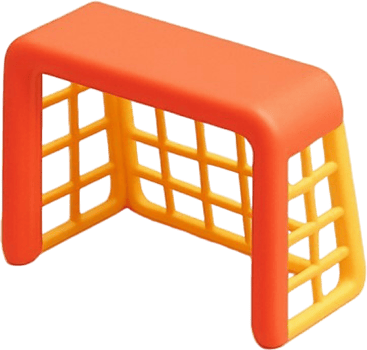 Orange and Yellow Plastic Toy Soccer Goal with Netting Detail. png
