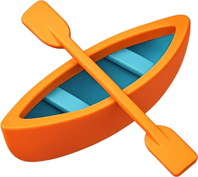 Orange and Blue Canoe with Paddle 3D Rendered Illustration. png