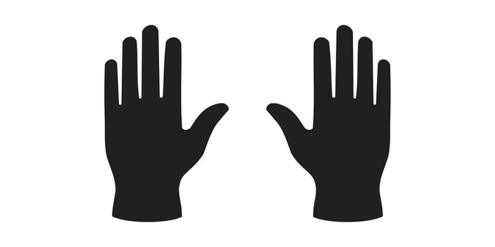 art of black and white hands with palms facing forward fingers spread vector