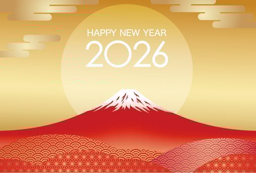 Mount Fuji New Year 2026 illustration vector
