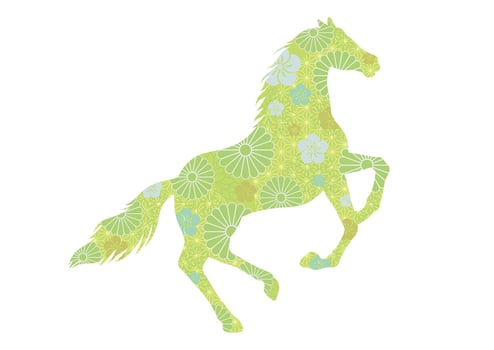 Floral horse silhouette illustration vector