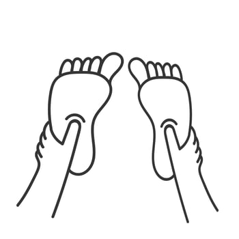 two hands holding a foot with two fingers massage vector