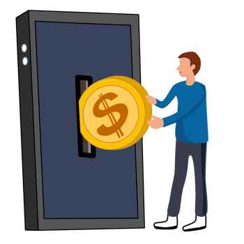 Inserting Coin into a mobile phones Illustration png