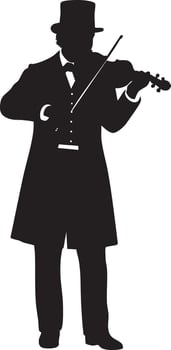 Elegant Vintage Violinist Silhouette - Classic Melodies and Musical Mastery vector