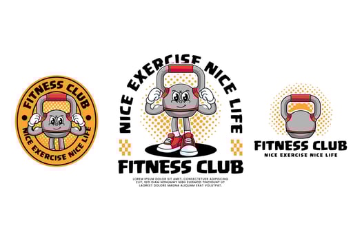 Fitness club logo with weights character vector