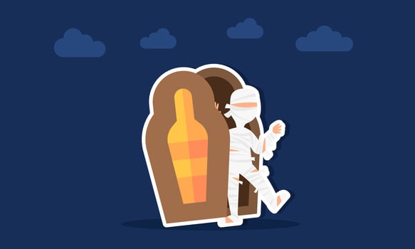 Mummy coming out of a coffin illustration of appreciation for halloween day edition vector