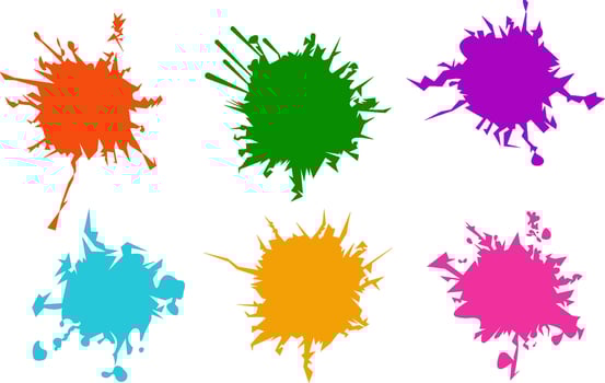 Six Colorful Paint Splatter Shapes Graphics for Branding vector