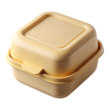 Light yellow square food container with lid isolated on transparent background png