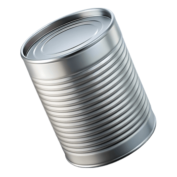 A single silver metal food can with ribbed texture. png
