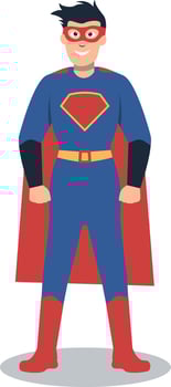 Male Superhero Character with Cartoon Style. vector
