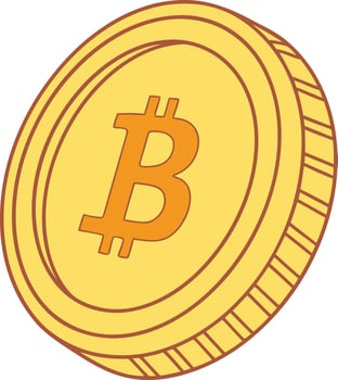 Golden bitcoin coin with b symbol illustration vector